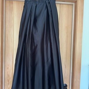 Alex Evenings Black Satin Maxi Skirt